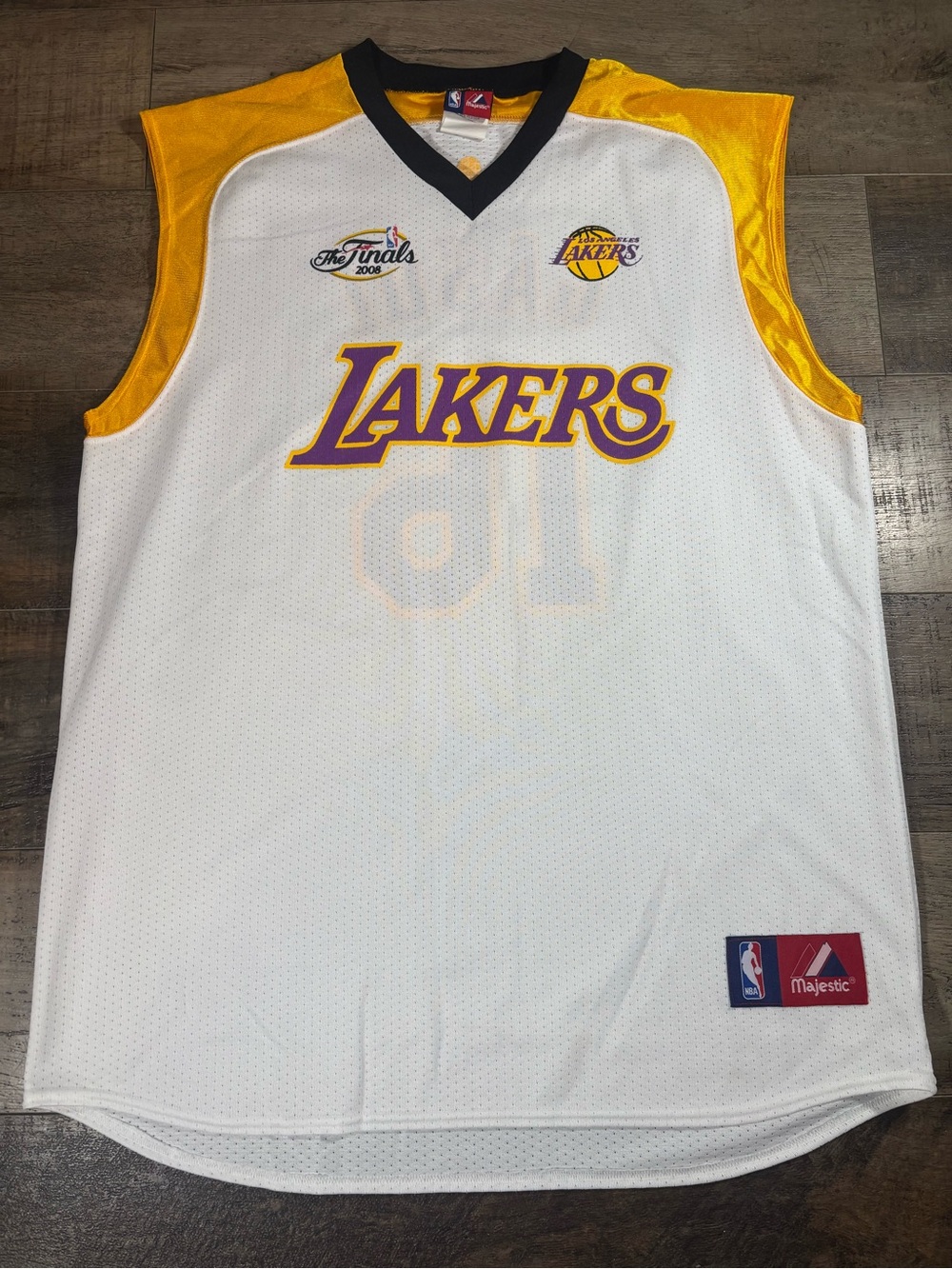 Majestic Lakers White, Gold & Purple Mesh Basketball Jersey #16 Gasol